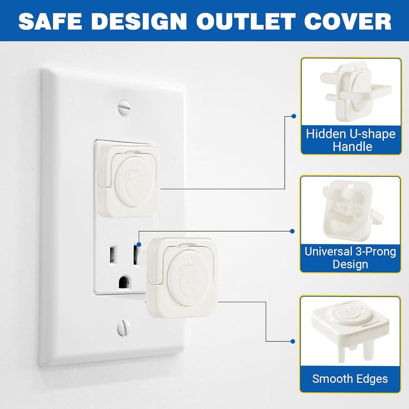 CharmFields Store Outlet Covers Baby Proofing, 48 Pack Child Proof Plug Socket Covers Electric Plug Protectors Safety Caps with Hidden Pull Handle, for US 3-Prong, Snail - Image 3